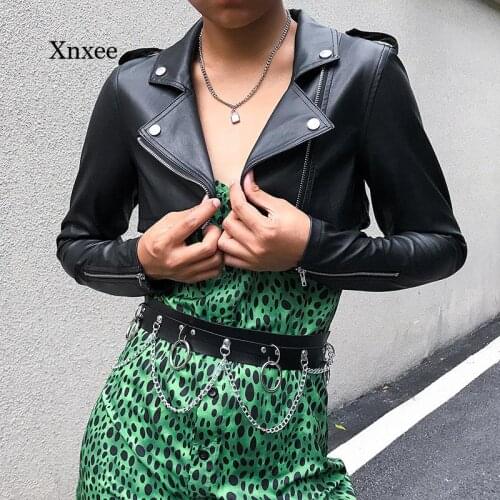 2021 Fashion Womens Pu Leather Coat Solid Color Jacket Zipper Korean Style Modis Black Autumn Harajuku Jacket Women