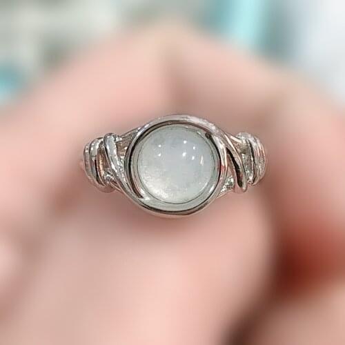 Fashion Popular Moon Stone Rings Boho Style Silver Color Rings Lover Gift Anniversary Jewelry