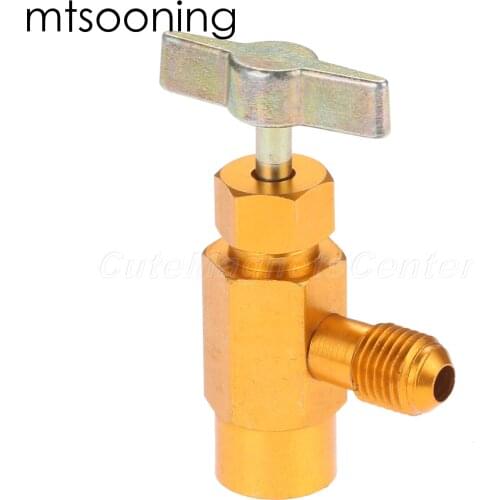 Mtsooning Aluminum Alloy 1/4 SAE Thread Adapter R-134a Refrigerant Can Bottle Tap Opener Valve Tool Auto Car Accessories