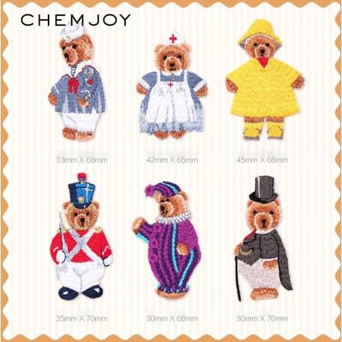 Cartoon Bear Embroidered Iron on Patches for Clothing Sewing Motif Applique Ironing Patch Stickers on Clothes T-shirt DIY Craft