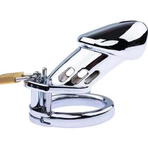 Male Stainless Steel Cock Cage Chastity Belt Device Lock Adult Bdsm Sex Toy 3 Size For Penis Ring 622