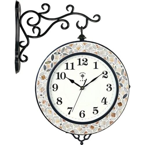 Mosaic Nordic Silent Wall Clock Digital Kitchen Double Sided Wall Clock Living Room Reloj De Pared Home Decor Clocks 50ZB50