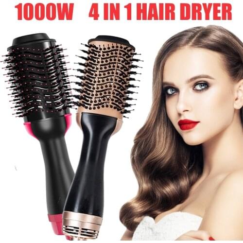 One Step Ionic Hair Dryer and Volumizer 4-in-1 Upgrade Hot Air Brush Rotating Straightening Curling Salon Negative Ion Styler