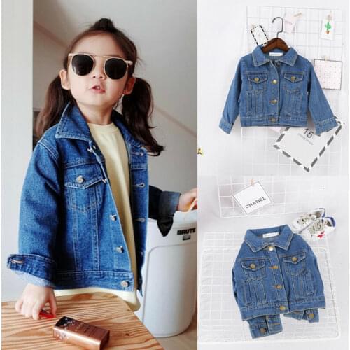 2-6 Year Kids Children Little Baby Girls Denim Jeans Jacket 2020 Fall Winter Turn Down Collar Coat Outwear Tops