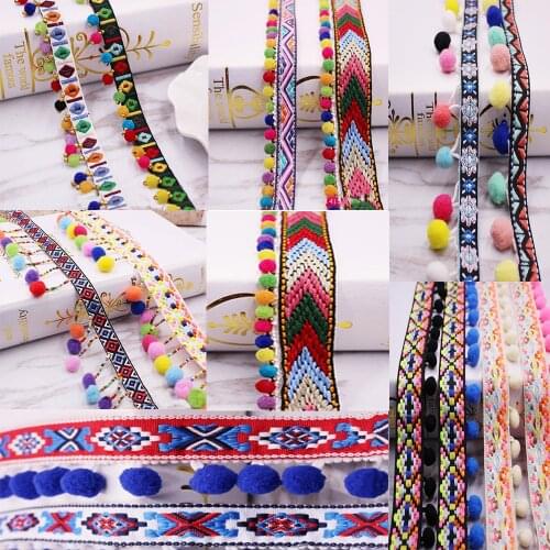 Pom Pom Trim Lace Fabric Sewing Accessories Pompoms Trim tassel Ball Fringes Ribbon Sewing Lace For DIY Material Craft Apparel