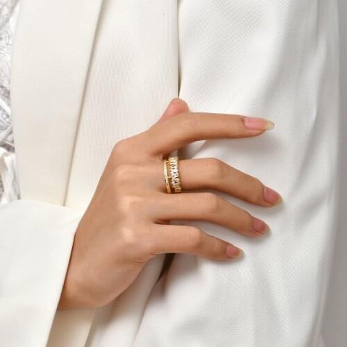 Open Adjustable Ring Women Ring Gold Color Ring Inlaid with Cubic Zirconia Prom Party To Send Girlfriend Handmade Accessories