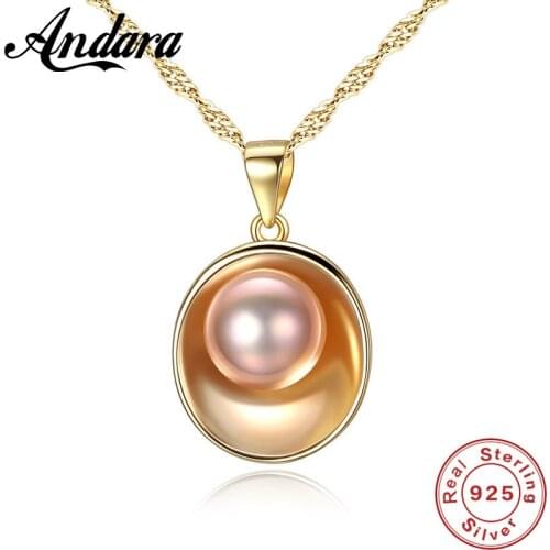 European Style 925 Sterling Silver Shell Pearl Necklace & Pendant High Quality Women Necklace Jewelry