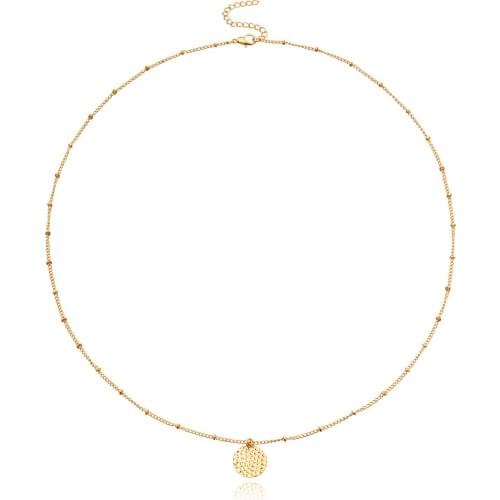 Simple Beads Long Chain Round Sequin Pendant Necklace for Women Gold Silver Color 2020 Fashion Jewelry Ladies Necklaces New