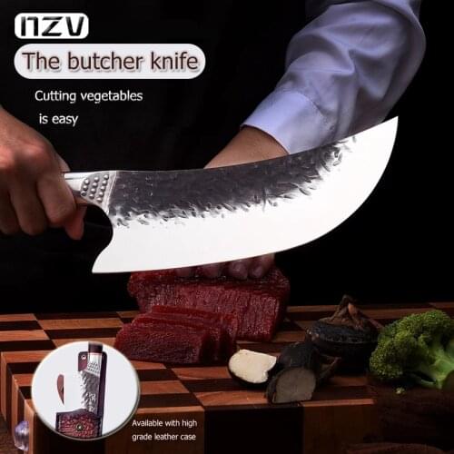 NZV Professional Butcher Knife 5Cr15MoV Stainless Steel Chefs Knife Meat Cleaver Boning Knife Chopping Knife Chinese Knife