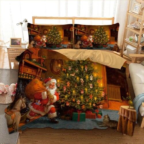 Xmas Bedding Set Twin Full Queen King AU Single UK Double Size Duvet Cover 3D Bedclothes Pillowcase Bed Linen Kid Christmas Gift
