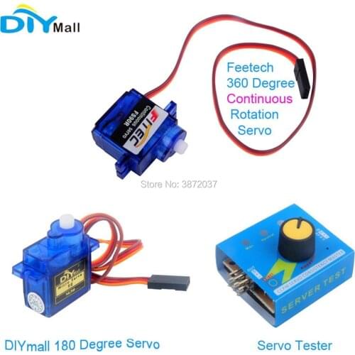 Feetech FS90R 360 Degree Continuous Rotation Servo DIYmall 180 Degree Servo Tester for Arduino Smart Car Robot RC Drone
