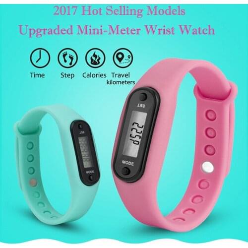 Pedometers Calorie Counter Digital LCD Walking Distance Digital LCD Walking Distance Wrap Cuff Silica Watch Bracelet Drop Ship