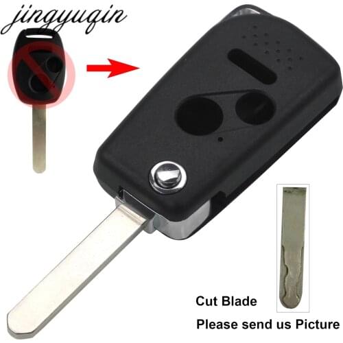 Jingyuqin Cut/Uncut Remote Folding Key Fob Shell 2/3 Buttons for Honda Accord Jazz FRV Replacement Case Housing