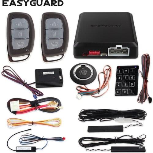Easyguard Smart key keyless entry car alarm system remote engine start push button start remote trunk release DC12V