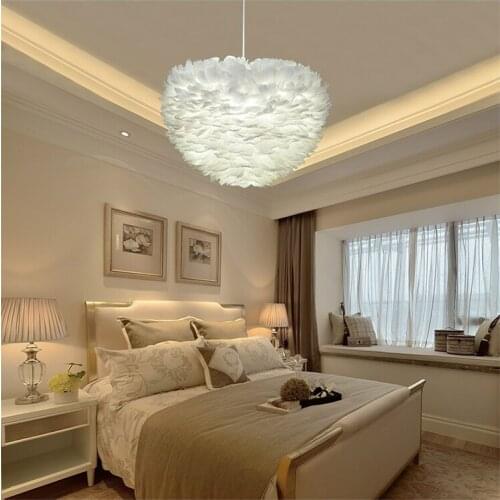 LED Flower drop wind droplight foyer bedroom dinning living room Modern feather chandelier white fashion chandelier hanging lamp