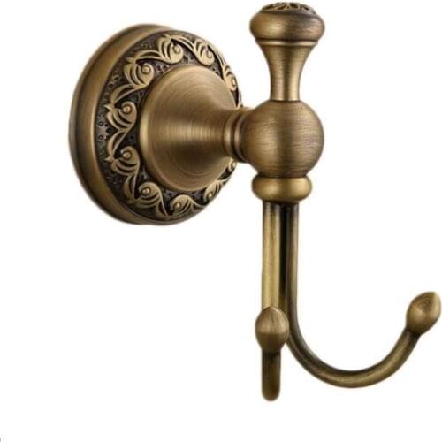 Robe Hooks Vintage Solid Copper Cloth Hook Double Coat Bathrobe Hanger Hanging Rack Wall Mounted Towel Hook
