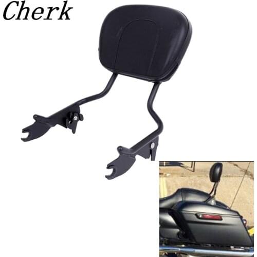 New Motorcycle Black Sissy Bar Upright Passenger Backrest w/ Pad For Harley Touring Street Glide Road Glide 2009-2017