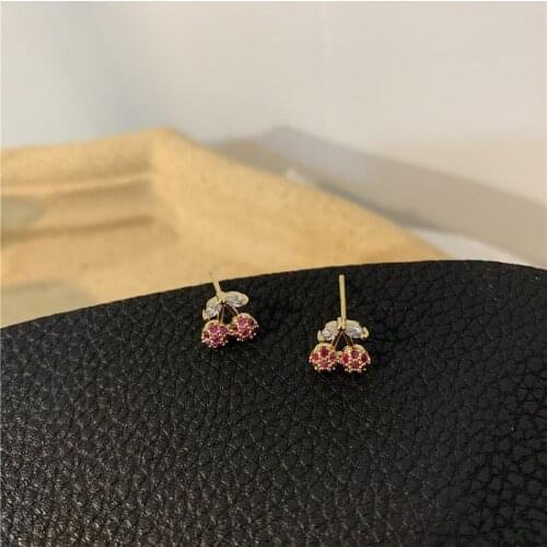 ZDMXJL 2021 New Arrive Trend Womens Earrings Fine Sweet Little Cherry Earrings For Women Girl Party Jewelry Gifts Drop-shipping