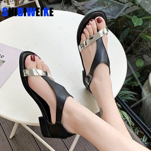 Womens Sandals Women Summer Shoes Beach Low Heel Clip Toes Buckle Strap PU Leather Female Sandalias Ladies Casual 2021 AD031