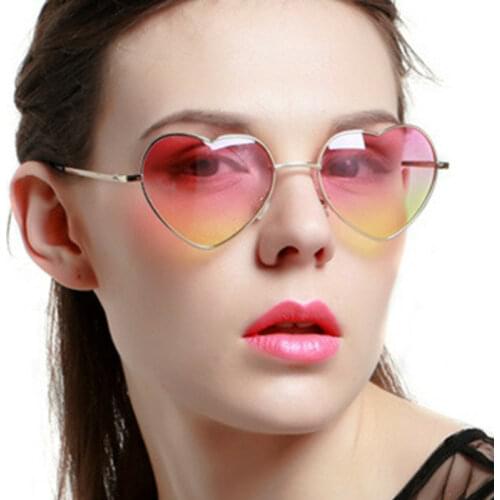 Love Heart Shaped Sunglasses Woman Luxury Brand Designer Sun Glasses Candy Color Metal Frame Fashion Girl Eyewear Oculos De Sol