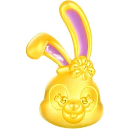 Pure Yellow Gold Bracelet Women Hard Gold Bracelet Bunny Bracelet