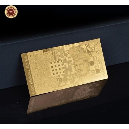 Gold foil Malaysia banknote Double Logo Engraved 2 Ringgit Gold Banknote For Gift and Decoration