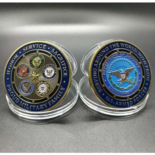 20 pcs The big size 50 x 3 mm USA military family armed force iron core bronze plated American decoration souvenir coin