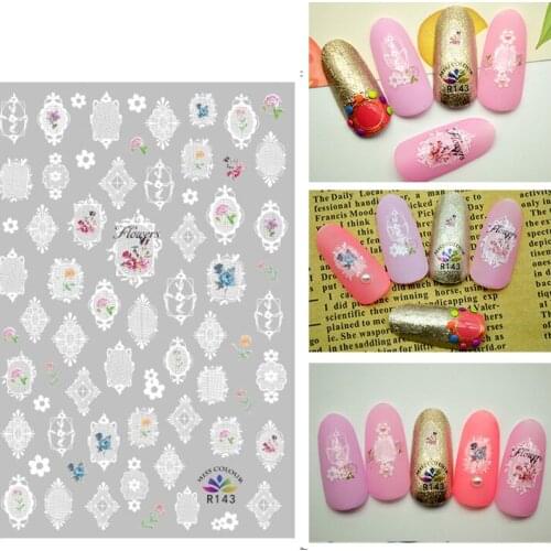 3D Stickers for Nails Geometry Plaid Flowers Fashion Stickers Autumn Small Adhesive Stickers for Manicure Nail Art Decoration