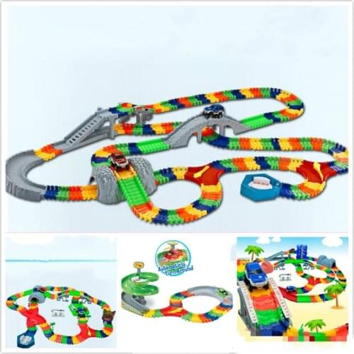 5.5cm Magical Track Miraculous Glowing Race Track DIY Universal Accessories Ramp Turn Road Bridge Crossroads Toys For Children
