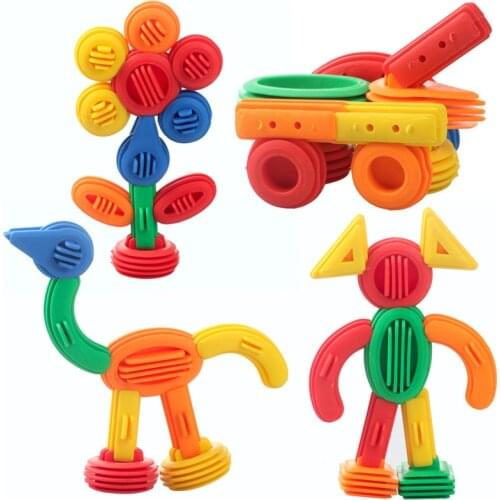 50pcs Kids Funny Plastic Building Blocks Educational Toys For Children 3D Construction Toy Baby DIY Bullet Design Funny Bricks