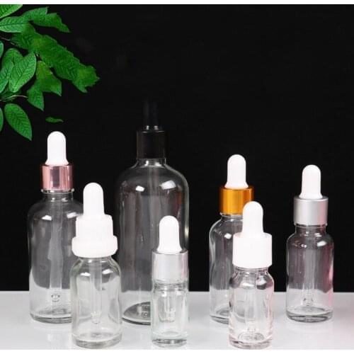 500pcs Hot Sale 5-100ml Transparent Glass Dropper Bottle Jars Vials With Pipette For Cosmetic Perfume Essential Oil Bottles