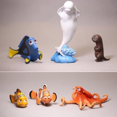 6Pcs/Set Disney Anime Finding Nemo Kawaii Dory Nemo Bailey Hank Action Figure Toys Cute Figure Doll Toys Gifts for Kids Girls