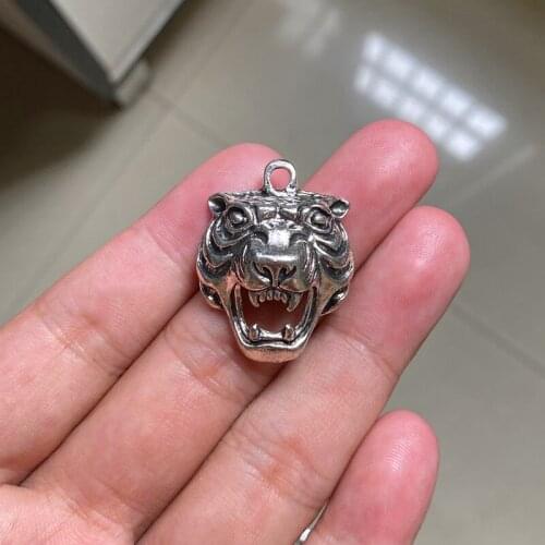 6pcs Domineering Fierce Tiger head DIY Men Pendant Necklace Keychain Accessories Charms Findings Jewelry Making Supplies Crafts