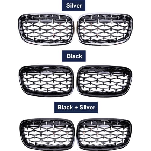One Pair Diamond Kidney Grille Racing Grill For BMW X5 X6 E70 E71 2008-2013 Front Grills Car Styling Meteor Style Replacement