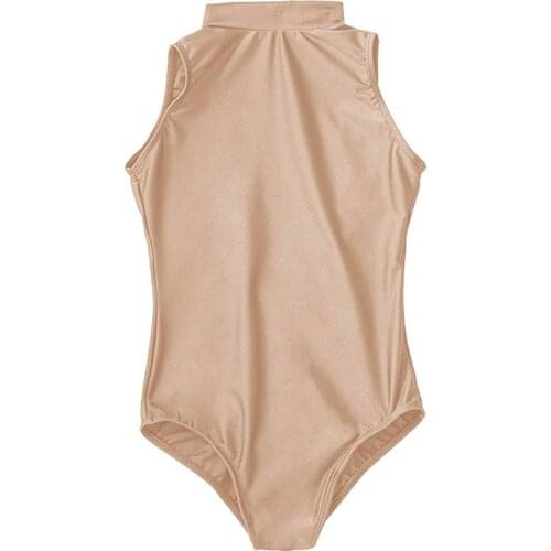 AOYLISEY Kids Ballet Leotard Open-back Sleeveless Turtleneck Girls Gymnastics Spandex Toddler Romper Dance suit Costumes