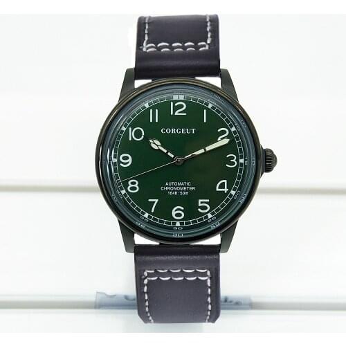 Miyota Automatic Corgeut Luxury Top Brand Men Mechanical Wristwatch Leather Sport Green luminous Male Clock Self Wind Watch