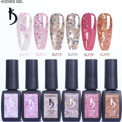 KODIES GEL Glitter Gel Nail Polish Diamond Shine Sequins UV Varnish Holographic Paint Color Nail Art Lacquer Manicure for Women