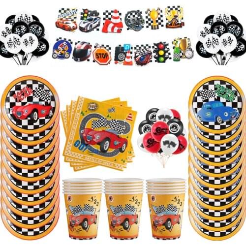 Racing Car Birthday Party Balloons Race Car Theme Banners Cake Toppers Party Supplies Decoration Baby Happy Birthday Party Pack