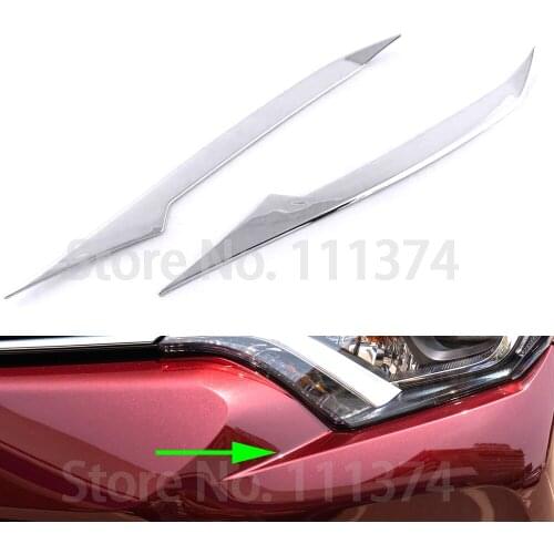 Chrome Front Headlight Lamp Under Trim For Toyota RAV4 2016 2017 2018 ABS Decoration Accessories