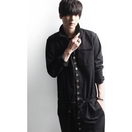 Spring and summer new Korean version of the tide mens personality boots pants jumpsuit tide brand casual jumpsuit large size fa