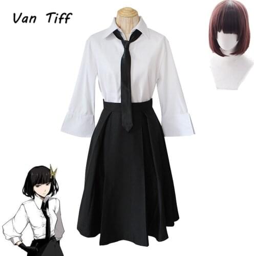 Anime Bungo Stray Dogs Cosplay Akiko Yosano Costumes School Uniform Suit Wig Shirt skirt tie gloves socks Set Halloween Carnival