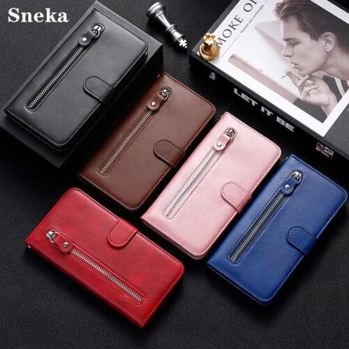 Leather Zipper Case for OPPO Reno 4 Pro 5G Realme C15 C12 C11 C3 6i 5i A93 A73 A53 2020 A52 A92 Find X2 Lite Flip Wallet Cover