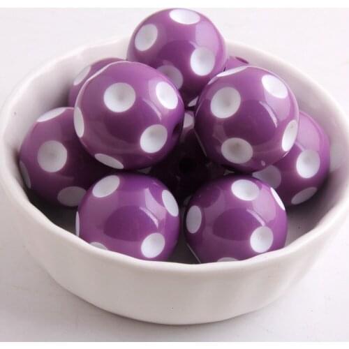 Kwoi vita Colorful Handmade 20mm 100pcs Light Purple Color Resin Acrylic Polka Dot Beads for Chunky beads necklaceWholesales