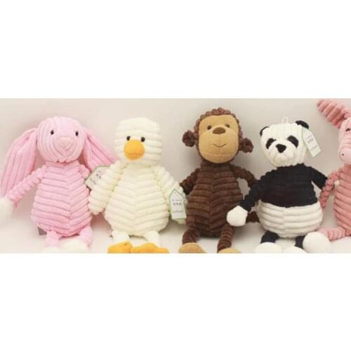 Lovely Plush Toy Forest Animal Stripe Elephant Lion Fox Rabbit Panda Monkey Soft Doll Birthday Gift Stuffed Plush Animals