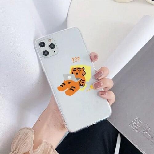 Funny Tiger Cute Cartoon Phone Case For iphone 11 12 mini Pro Max XS X XR 7 8 plus Soft Transparent Tpu Cover Case Conque Funda