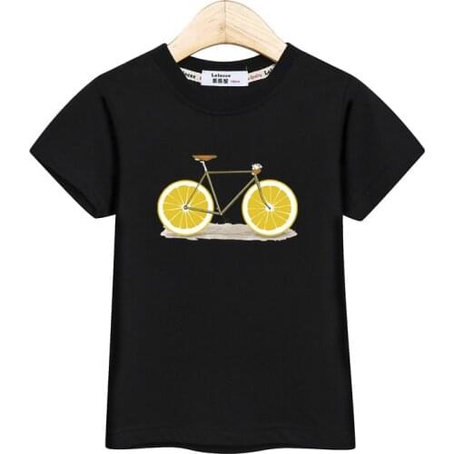 Fashion boy kids tops short sleeve boys shirt lemon bike funny baby girl t-shirt summer cotton tees kid print costume 3-14T
