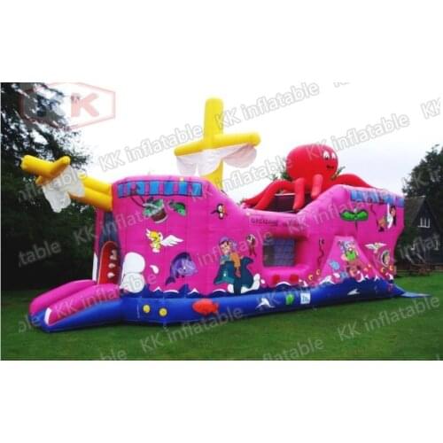 Inflatable beautiful jumping bouncer boat slide commercial rent