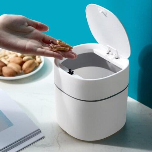 Nordic Desktops Mini Trash Can Home Car Storage Bucket Accessories Covered Garbage Bin Office Kitchen Make-up Table Trashbox