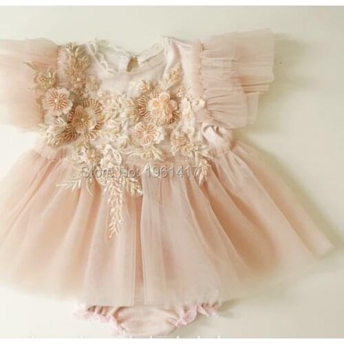 New Summer Cute Baby Girl Bodysuits Sleeveless Ruffles Lace Jumpsuit Elegant Infant Girls Princess Holiday Clothes Outfit LS0010