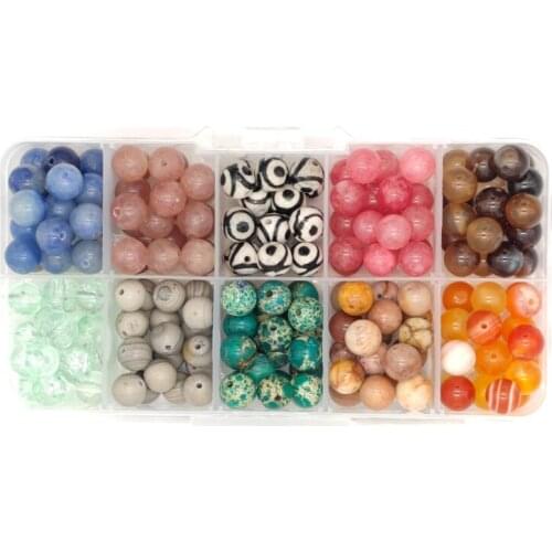 Wholesale Natural Stone Round Loose Beads 8mm Box DIY Making Bracelet Necklace Jewelry Accessories
